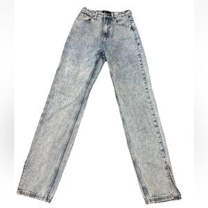 White Fox High Rise Jeans Size Small 24” waist slit Ankle Straight Leg